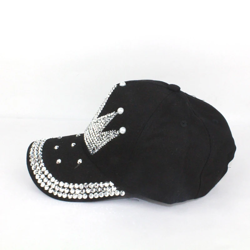 Casual Rhinestone Cute Adult crown crystal cap women cotton baseball cap sunshade hat outside lovey hats for girls