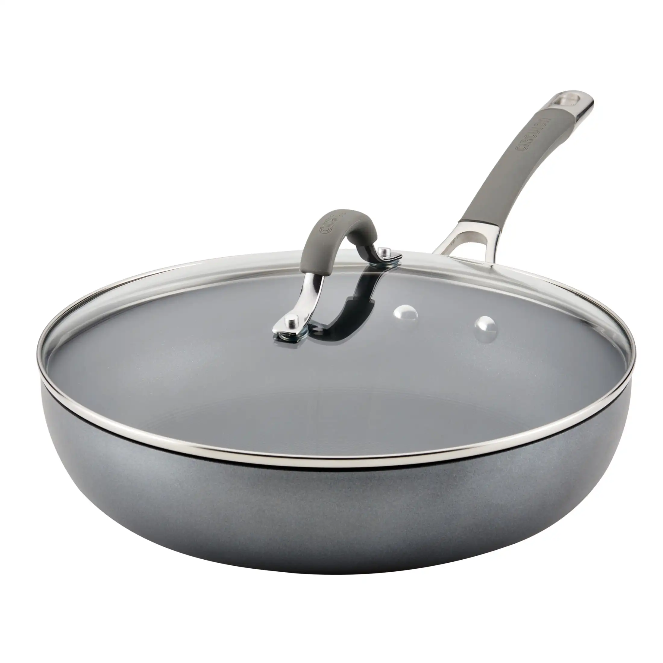 

Circulon Elementum Hard-Anodized Nonstick Deep Frying Pan with Lid 12-Inch Gray reach for the Circulon