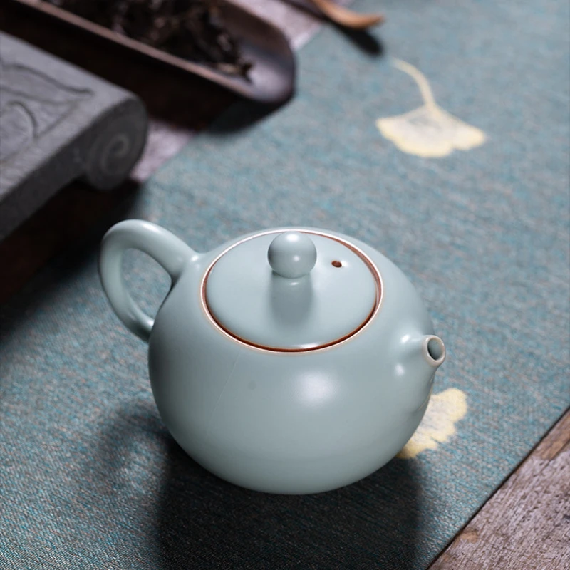 280ml High-end Ice Crack Glaze Ru Kiln Xishi Teapot Handmade Tea Infuser Pot Tea Brewing Kettle with Filter Drinkware Collection