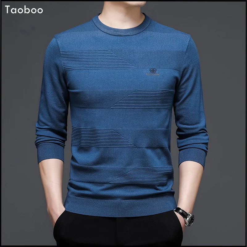 

Taoboo 2022 New Business Casual Sweater Pullover Vintage Style Mens Clothing Fashion Striped O-Neck hoodie Spring Knitwear Shirt