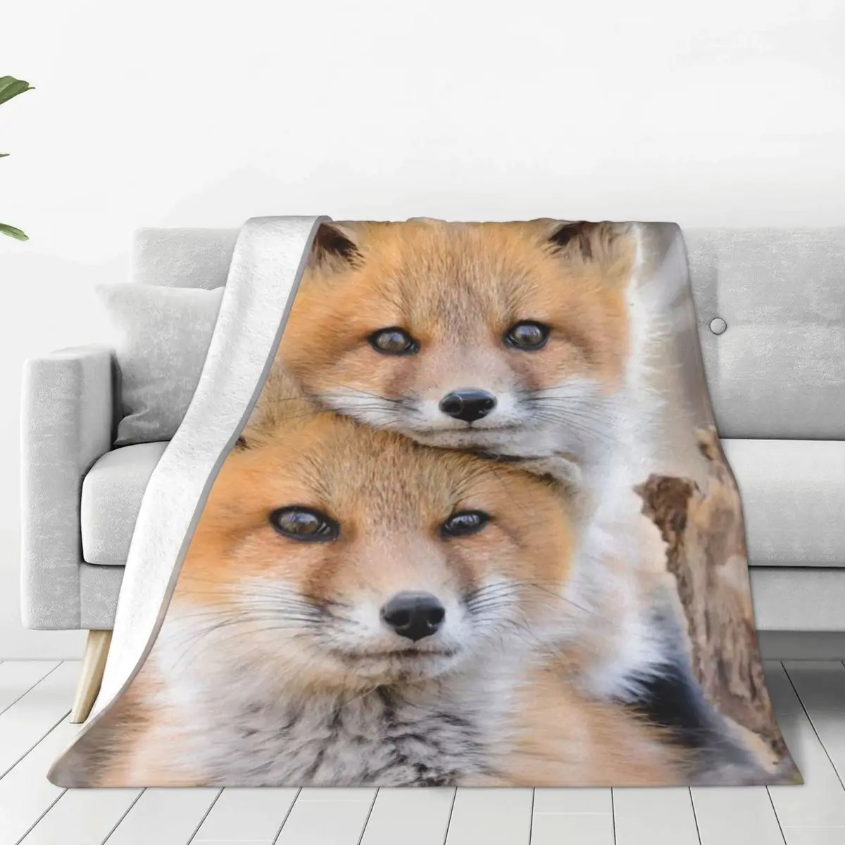 

Cute Fox Baby Animal Blankets Flannel Funny Warm Throw Blankets for Home Textile Decor