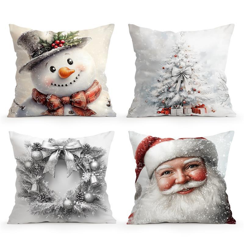 Christmas Ornament Digital Print Cushion Cover Peach Skin Velvet Room Home Sofa Living Office Car Simplicity Pillow Cover45x45CM