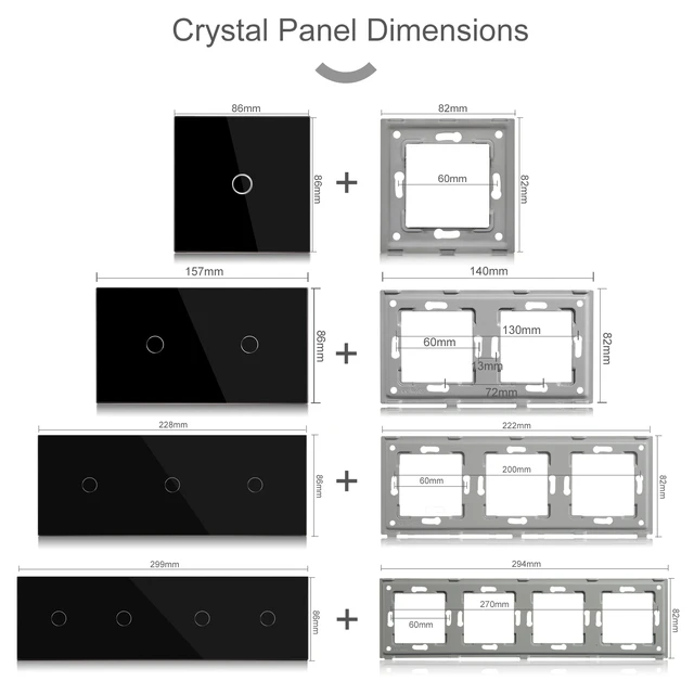 Bseed-Interruptor táctil de 1 entrada, 2 vías/3 vías, 3 paquetes,  interruptor de luz, Blanco, Negro, dorado, Panel de clase de cristal,  interruptores de pared de la UE, interruptor impermeable - AliExpress