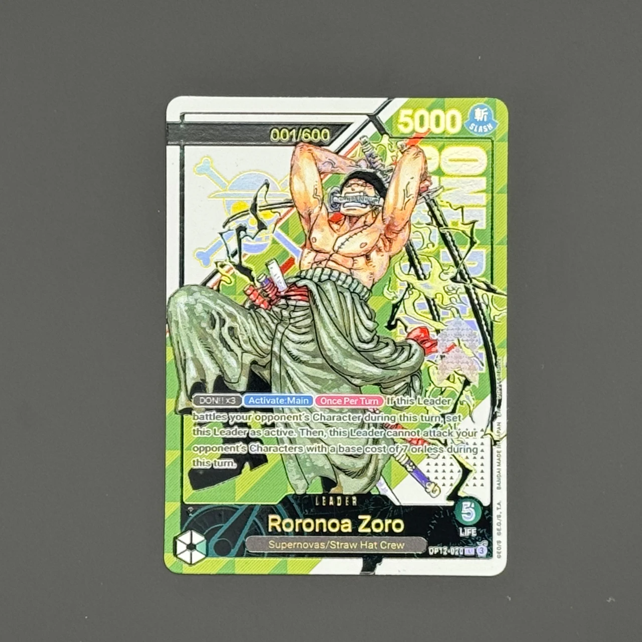 One Piece TCG English Leader card zoro prize OP12-020 green zoro