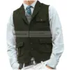 Lapel Men's Herringbone Farbic Men's Suits Vest Casual Business Men's Vest Single Breasted With Real Pocket For Groomsemen 2