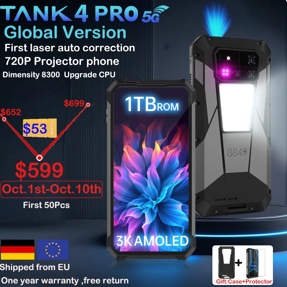8849 Tank 4 Pro Unihertz 5Gタフネスプロジェクター