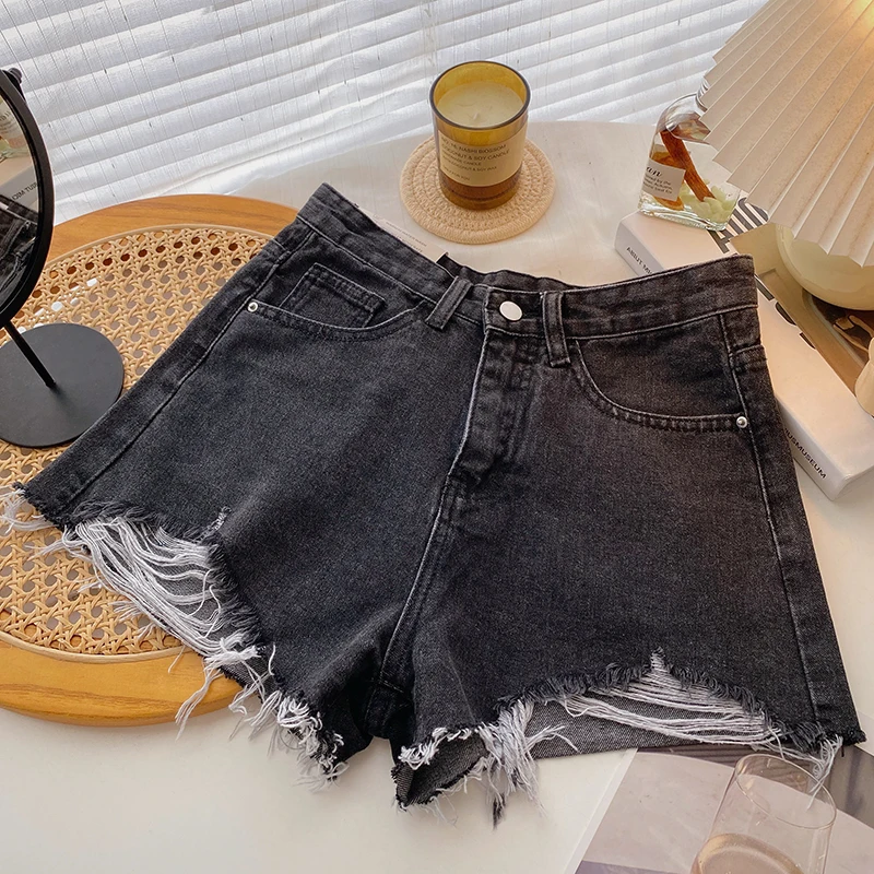 keiki kona shorts Ashgaily 2022 New High Waist female Fashion Casual Summer Cool Women Denim Shorts Wide Leg Hollow Out Plus Size Jean Shorts leather shorts