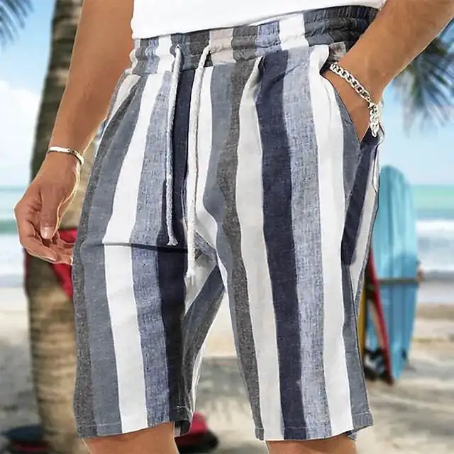 Summer Fashion Striped 3D Print Beach Shorts Swimwear Men's Oversized Surfing Board Pants Holiday Swimsuits Trunks Man Clothing