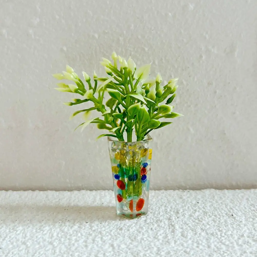 

Small Potted Plant Realistic 1/12 Scale Dollhouse Potted Plant Mini Flower Vase Exquisite Workmanship Fine Texture for Dollhouse