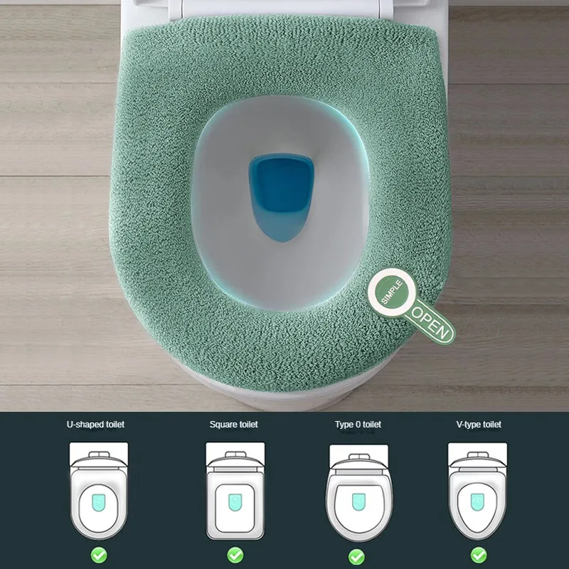 for Winter Toilet Seat pad Home Toilet Mat Four Seasons Universal Potty Cushion Washer soft Toilet cape case Seat warmer Cover 3