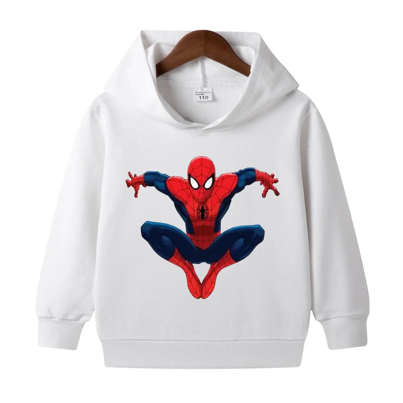 Kids Boys Girls Marvel Hooded Sweater 2021 New Autumn Spring Baby Spiderman Tops Loose Boys Shirt Clothing 1-8Y children's hooded tops