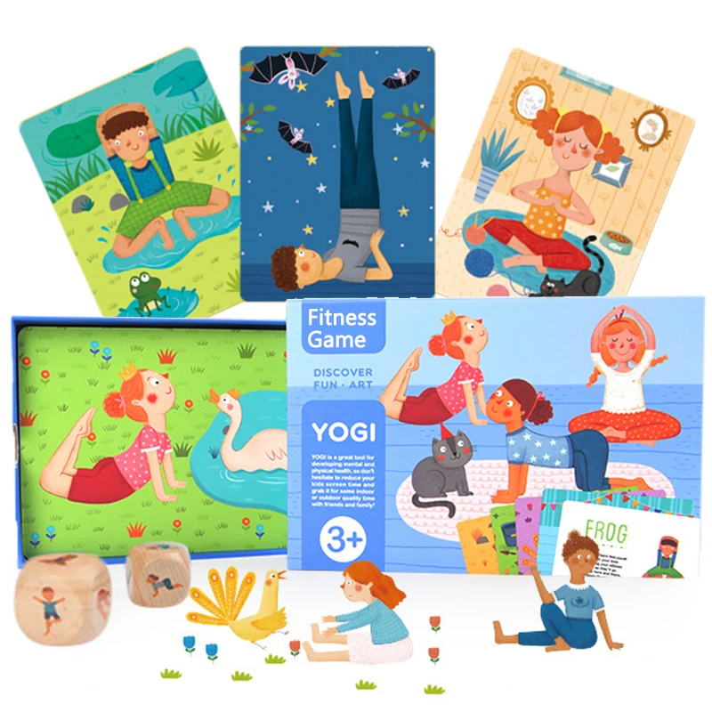 Yoga Poses Cards Games For Kids Flexibility and Balance Fitness Teaching Toys Family Parent-child Interaction Sport Girls Toys