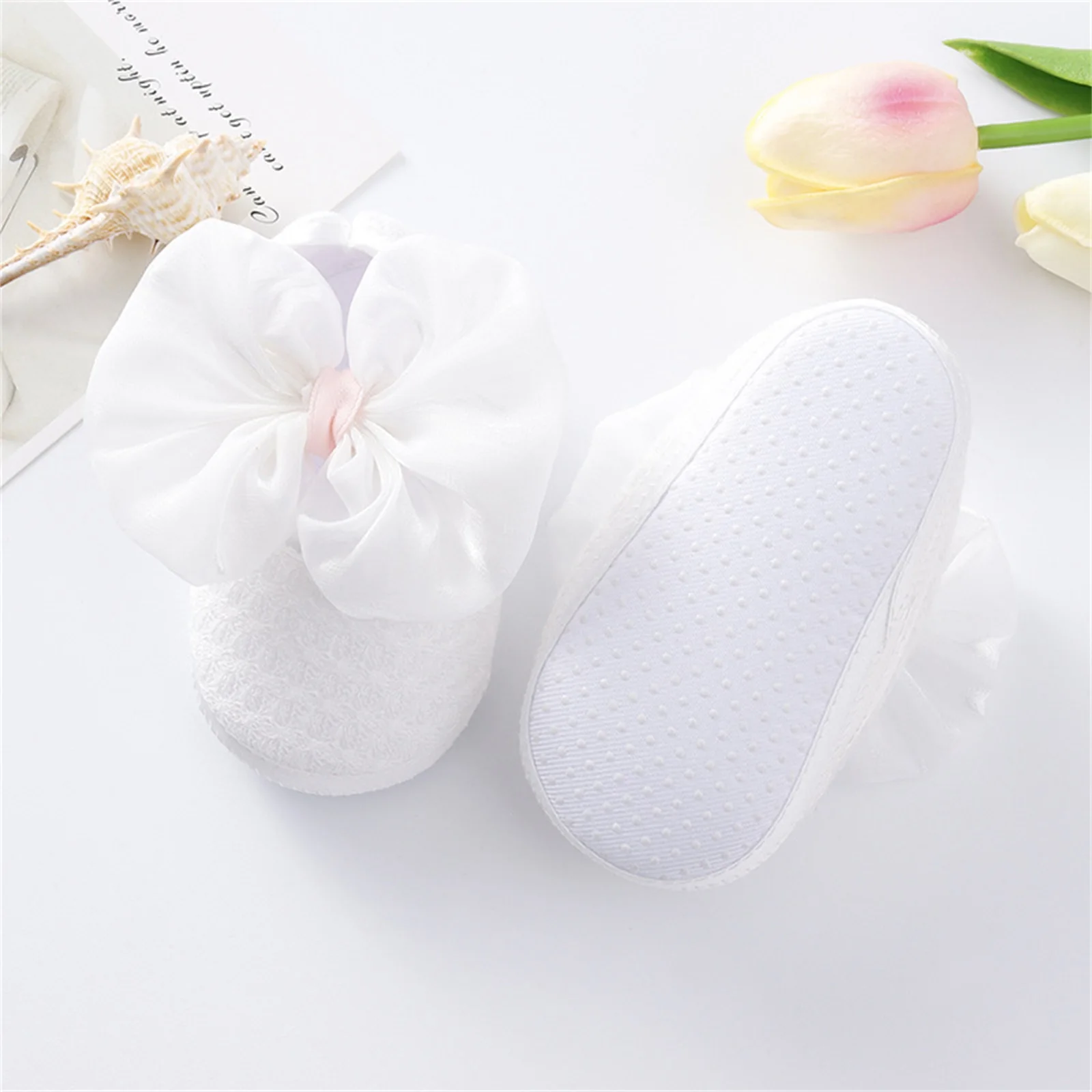 Pudcoco Infant Girl Flat Shoes for Spring Autumn Bowknot Soft Sole Anti Slip Crib Shoes + Lace Headband baby shoes soft sole shoes