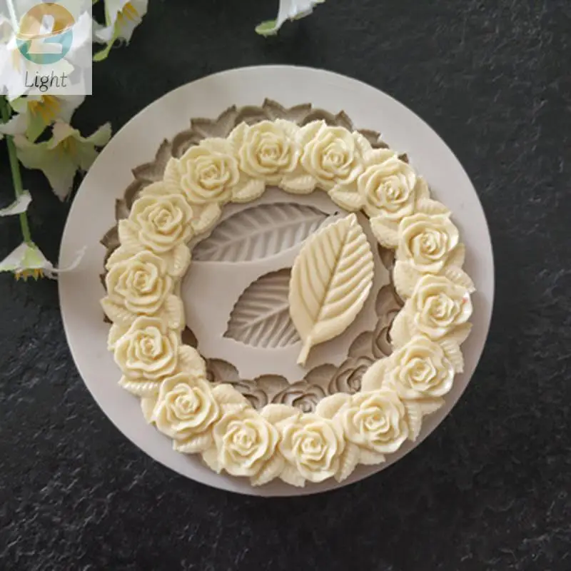 Rose Garland Form Silicone Fondant Mold For Wedding Cake Decorating Valentine\'S Gift DIY 3D Chocolate Cookie Baking Mould