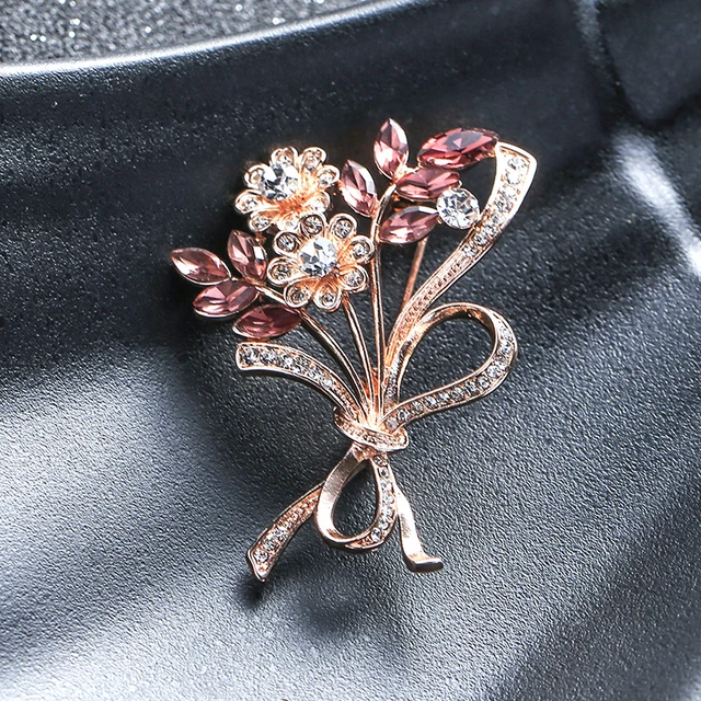 Flower Brooch Pin Fashion Crystal Corsage For Women, Womens