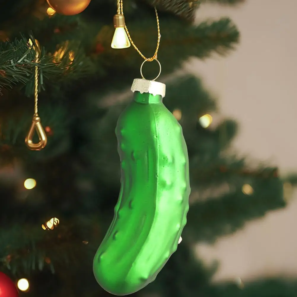 Christmas Pickle Ornament Tradition Decor Glass Blown Green Cucumber Craft Pendant Tags With Rope For Christmas Tree Home Decor christmas decorations