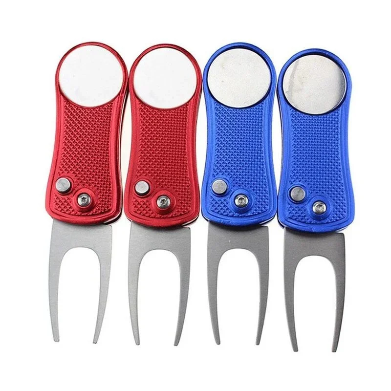 Stainless Steel Golf Folding Buckle Spring Ball Fork Aluminum Alloy Green Repair Metal Fork Positioning Golf Course Supplies