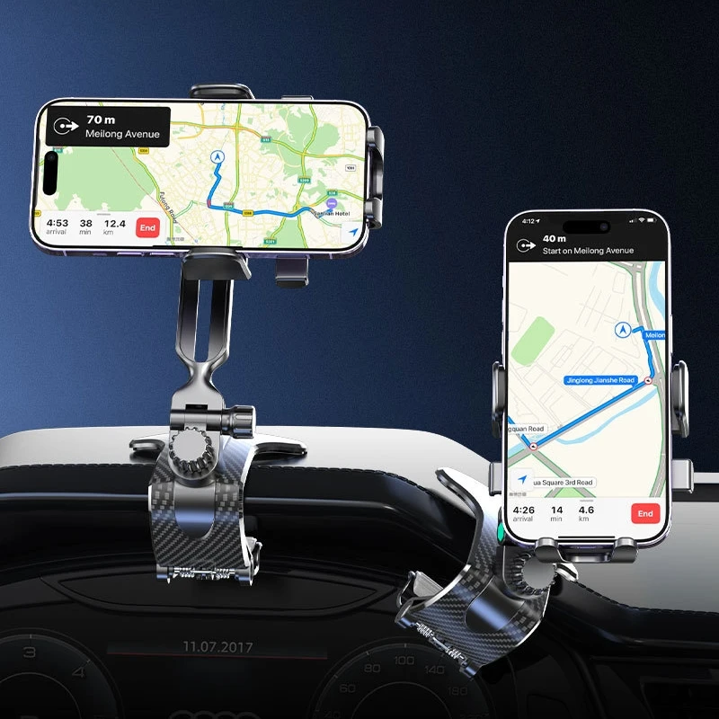 Premium Car Phone Mount - Shockproof, Non-Slip, 360° Rotation, Carbon Fiber Finish