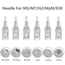 

10Pcs Derma Pen Needle Cartridge Microneedling Machine Bayonet Dr pen M5 M7 N2 MyM E30 Replace Stamp 9 12 36 42 Pin Nano Needles