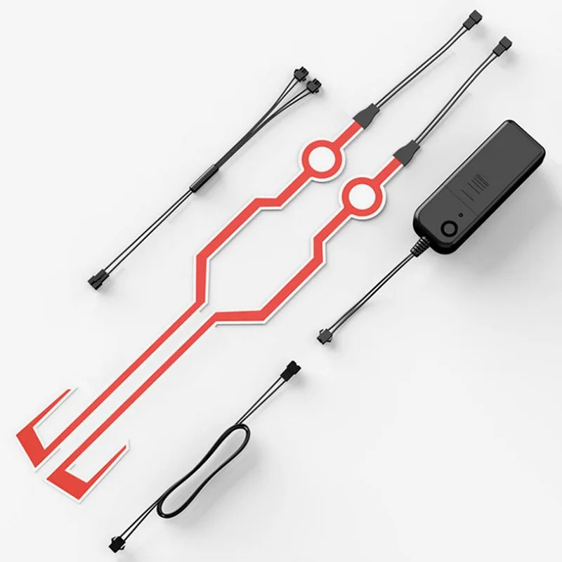 New Motorcycle Helmet LED Warning Lights Night Riding Helmet Motor Cold Light Strip EL Waterproof Sticker 4 Flashing Accessories