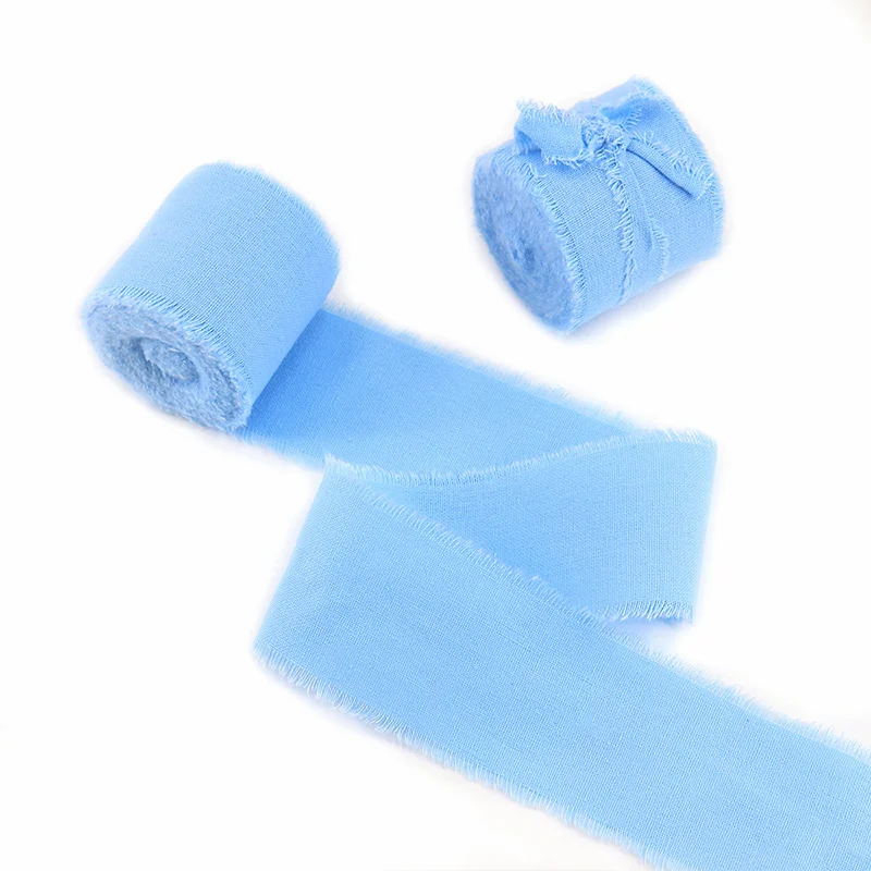 Emerald Green Frayed Edge Cotton Ribbon for Gift Packaging & Floral Bouquets – 3.8cm Wide