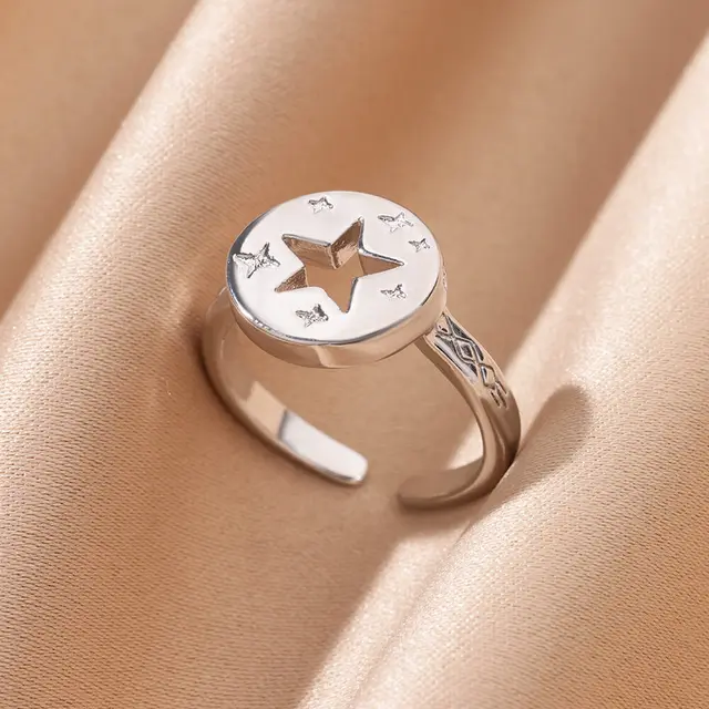 Bagues en acier inoxydable 316L pour femmes, couleur or réglable, petite étoile ouverte, bijoux féminins, cadeaux de mariage, nouvelle tendance