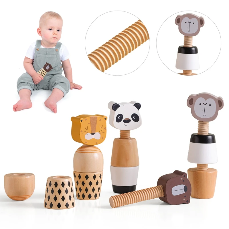 Wooden Toys Baby Montessori Board Games Wooden Blocks Education Baby Toy 0-12 Months Screw Knob Toy Cartoon Toys wooden blocks wooden toys