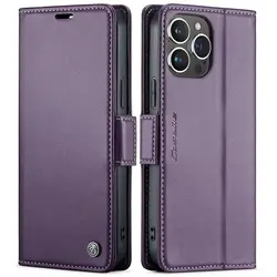 CaseMe Premium PU Leather Wallet Flip Case with Magnetic Credit Card Holder - iPhone 13 Mini (Purple)