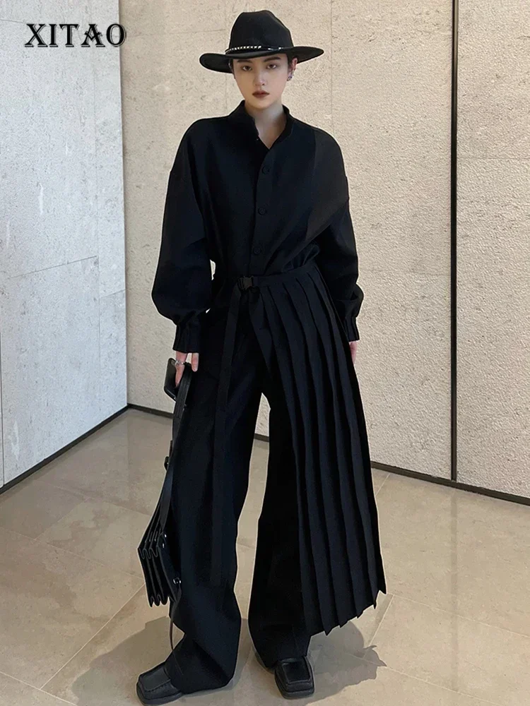 

XITAO Fashion Solid Color Two Piece Set Personality Trend Street Wind Women Autumn New Casual Simplicity Pant Set HQQ1614