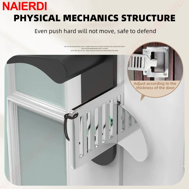 Door Lock NAIERDI Stainless Steel Portable Door Lock Anti-theft Lock Heavy Duty Security for Home Hotel Apartment College Dorm & Travel