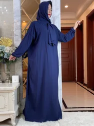 2023 New Muslim Women Hooded Abaya Turkey-African Cotton Prayer Garment Kaftan With Hijab  Dubai Saudi Robe In Ramadan