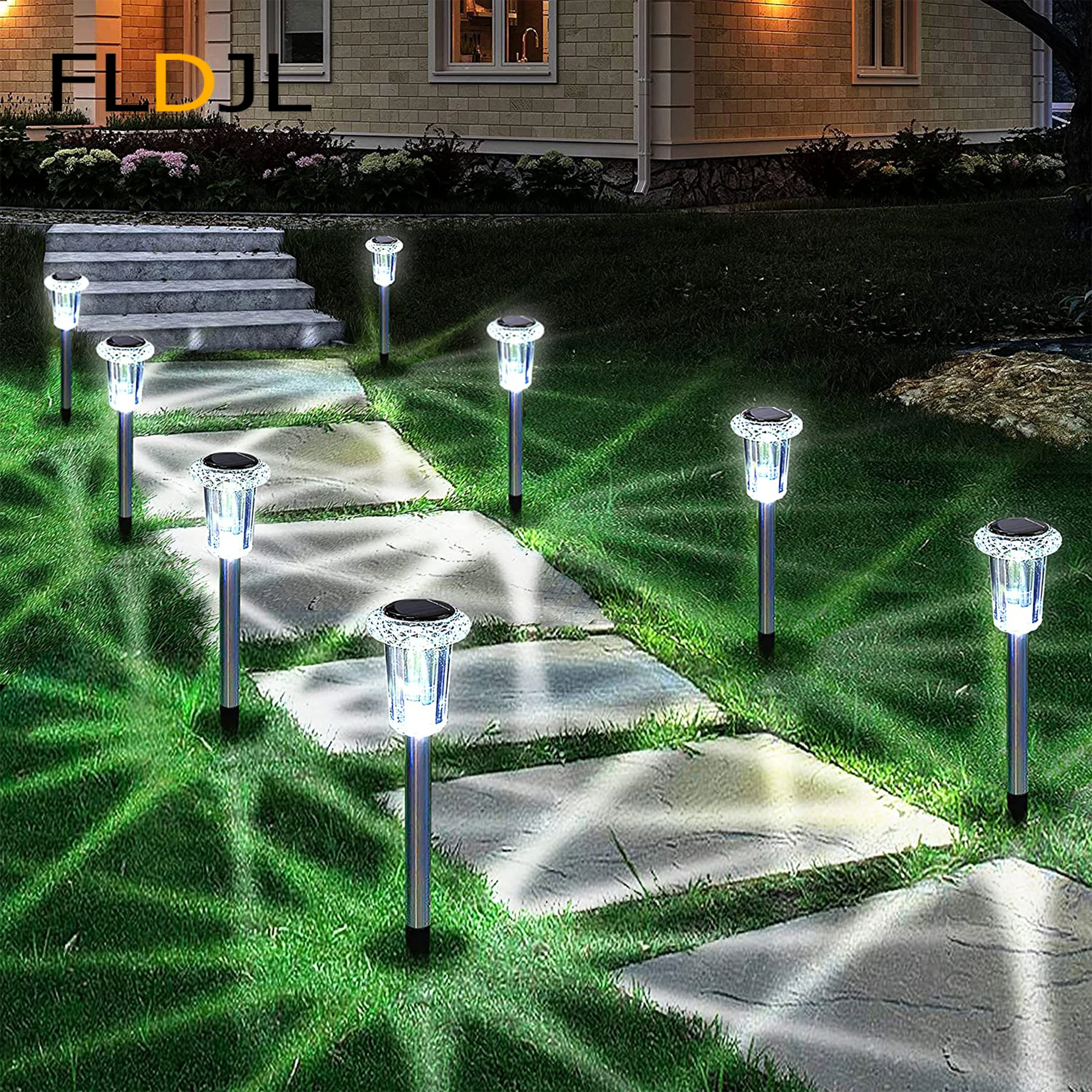 

Solar Outdoor Lights, 10 Pack Waterproof Stainless Steel Solar Stake Lights for Pathway Garden Yard Path Walkway Driveway Lawn