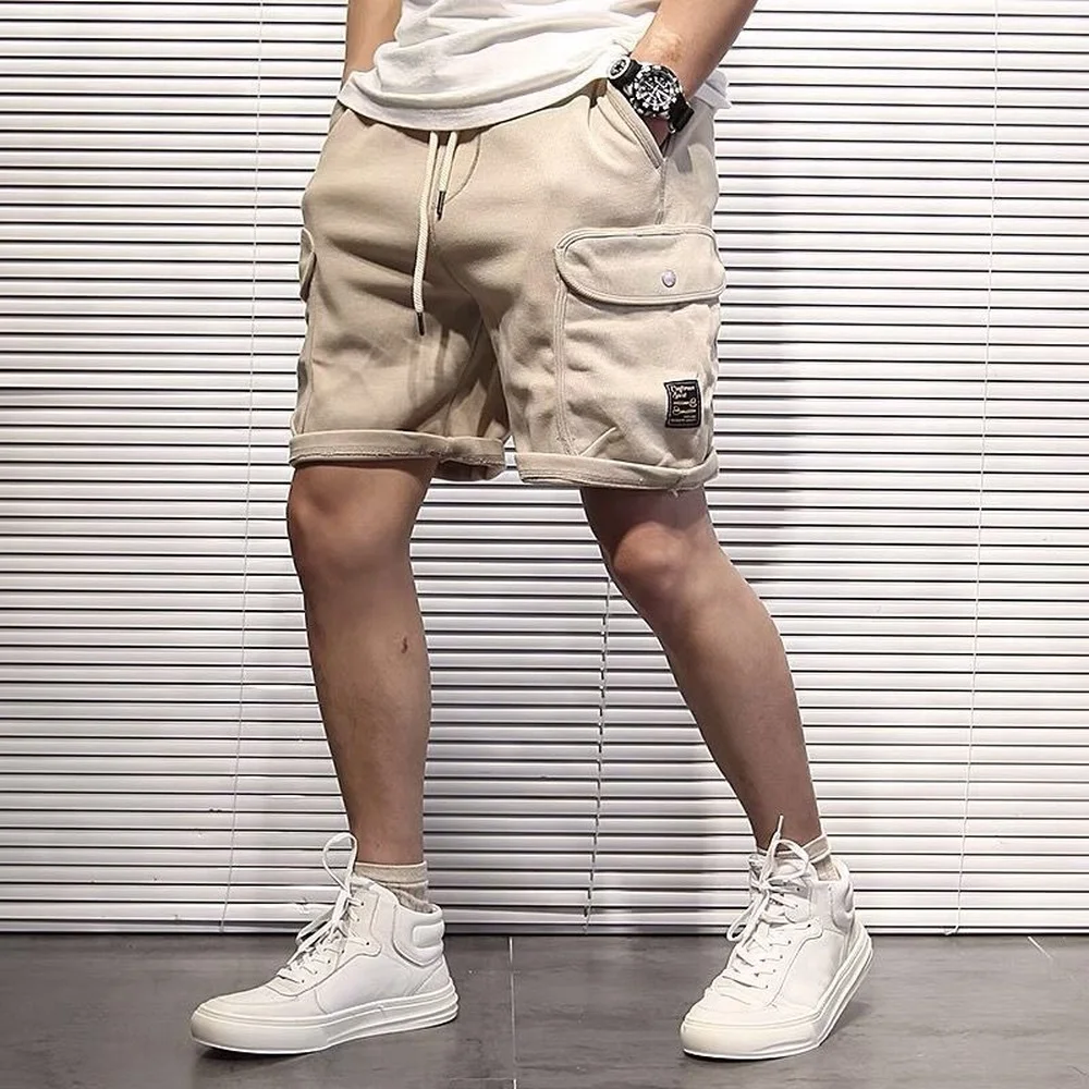 Harajuku Khaki Shorts Men Summer Casual 