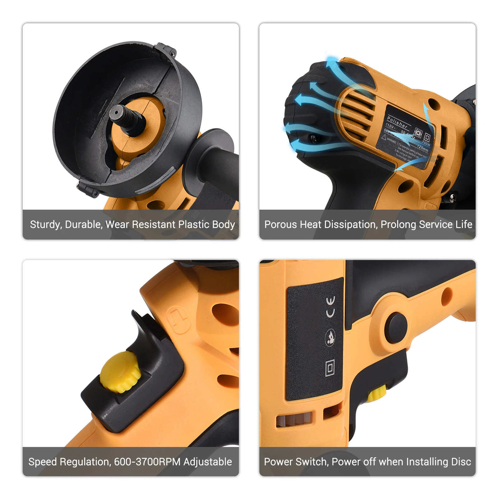 Electric Polisher 5 Inch Car Polishing Kit 700W Variable Speed automotive polisher Waxing Machine Auto Parts Power Tools 5
