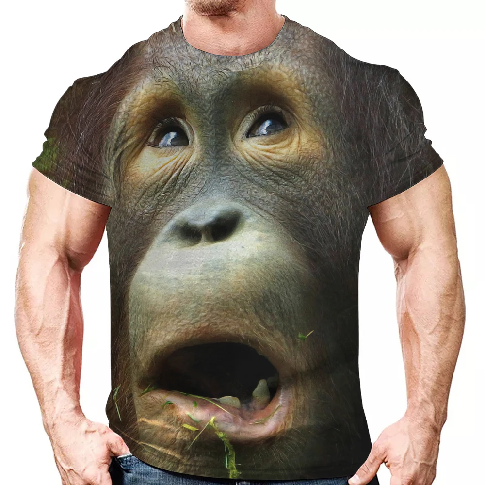 Hip Hop Fun Summer Men's T-shirt Gorilla Graphic 3d Personality Short Sleeve Fun Clothing Oversized O-neck Senior Top -