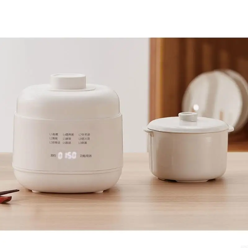 A0NC 1000ML Electric Ceramic Cooker Convenient Small Slow Cooker for Cooking Meals