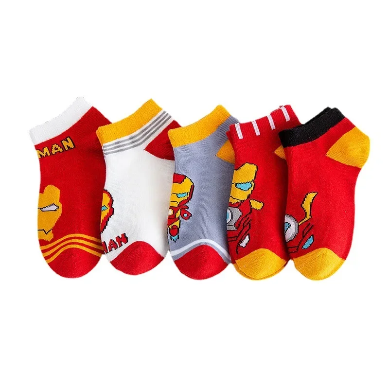 5 Pairs Spiderman Children Socks Anime Kids Boys Short Sock Iron Man Captain America Cartoon Baby Summer Spring Boat Socks 1-12Y 18 Sce94a18e79074cfda38d87abc3d87c105