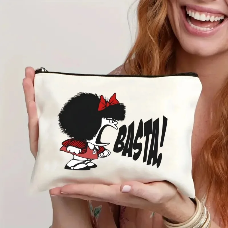 Mafalda Cute Makeup Organizer Women's Canvas Makeup Bag Environmental Protection Large Capacity Fashion Shopping Wallet 5