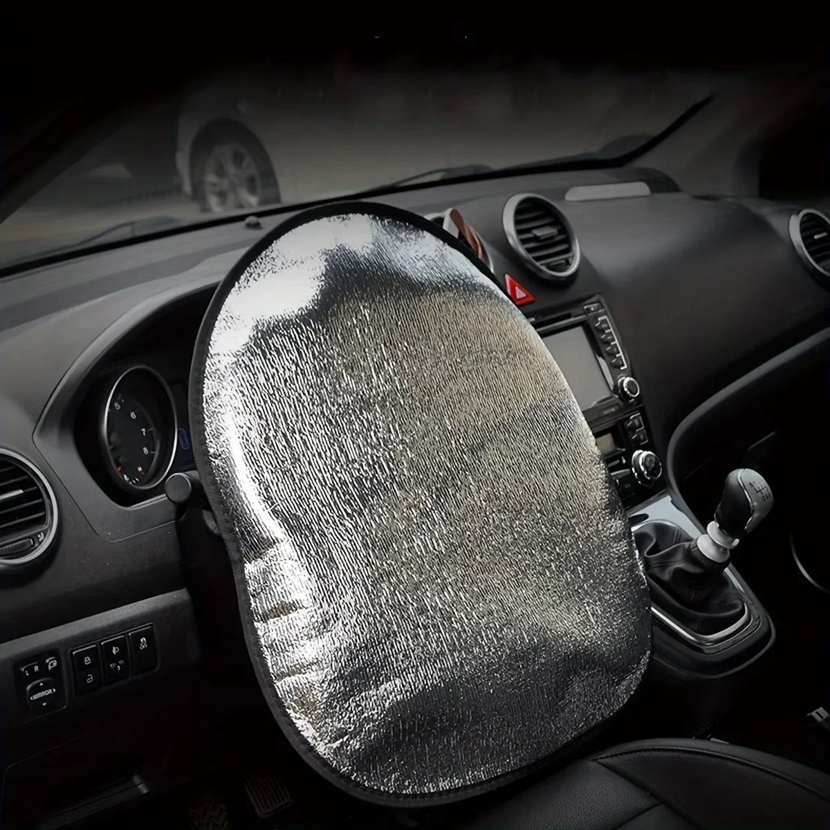 Enhanced Silver Foldable Anti-UV Car Steering Wheel Sun Shade Cover