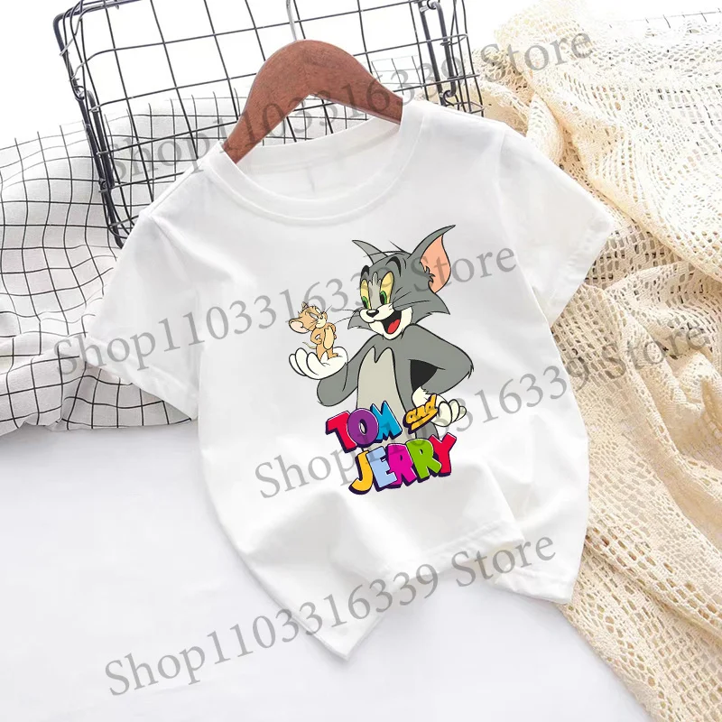Children's Tom and Jerry Short Sleeve Casual Summer T-Shirt - Fashionable Birthday Gift