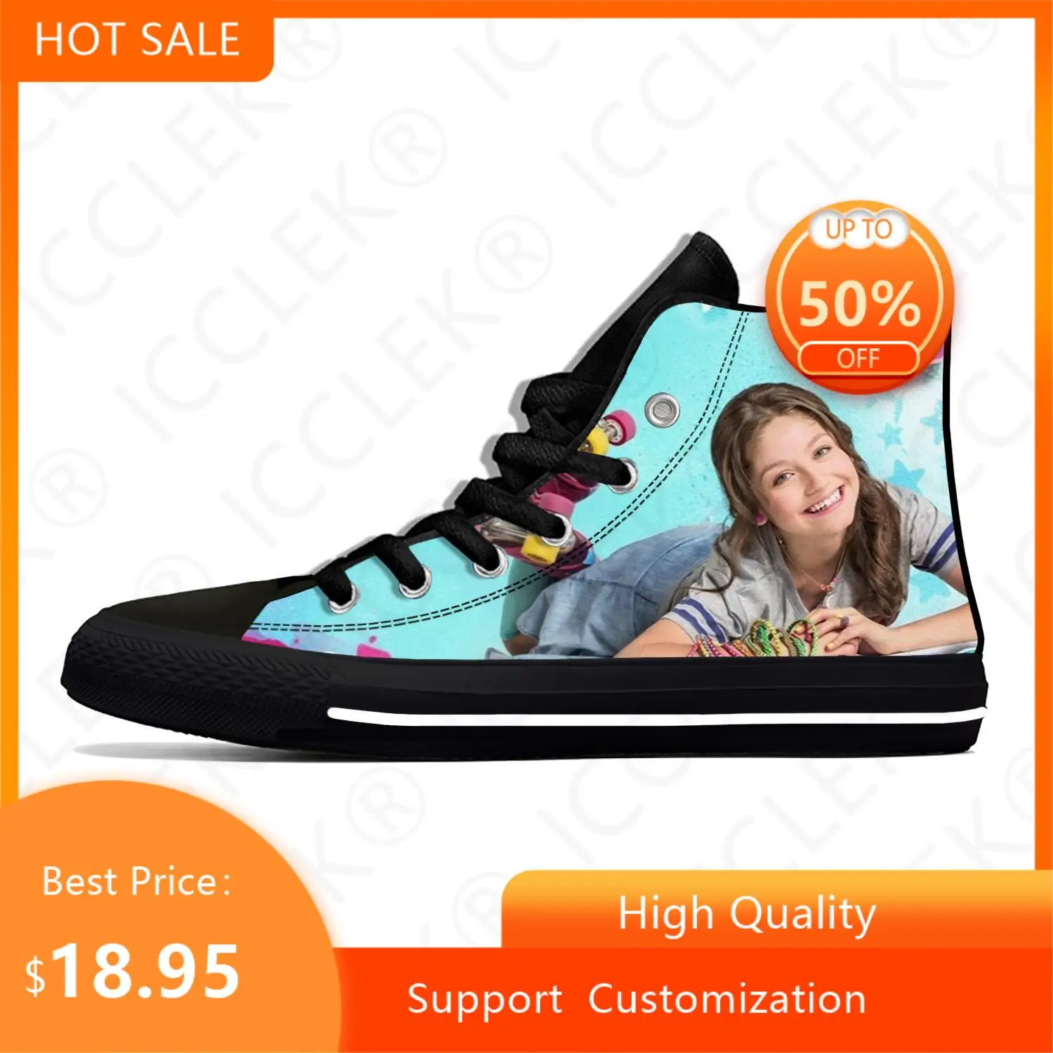 Soy Luna Girl Printing Cute Novelty Design Lightweight Canvas Shoes Mens Womens Casual Breathable Sneakers High Top Board Shoe