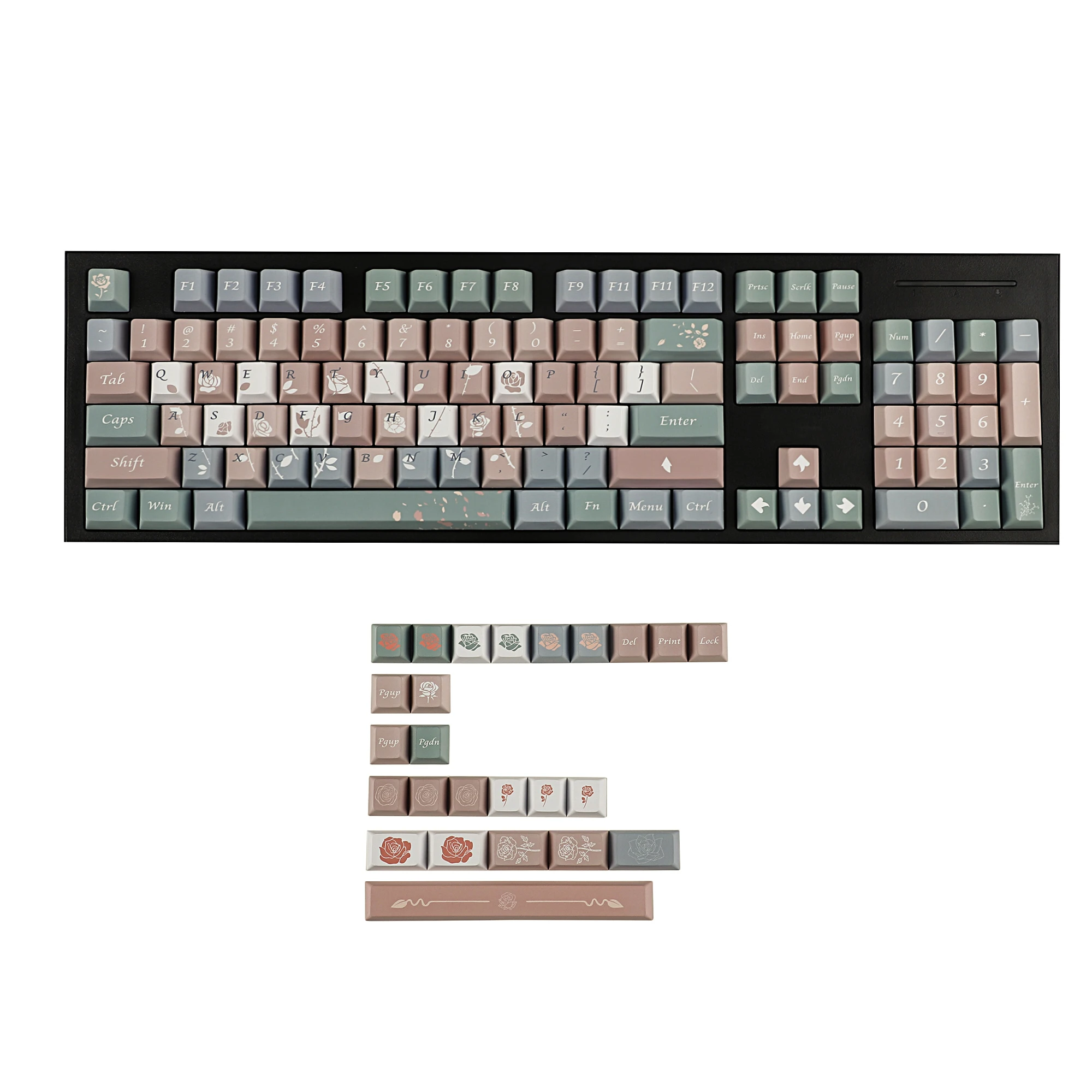 

YMDK Cherry Profile Old Testament Roses 5 Sides Over Dye Sub Thick PBT KEYCAP for MX Mechanical Keyboard 61 68 84 87 96 104 108