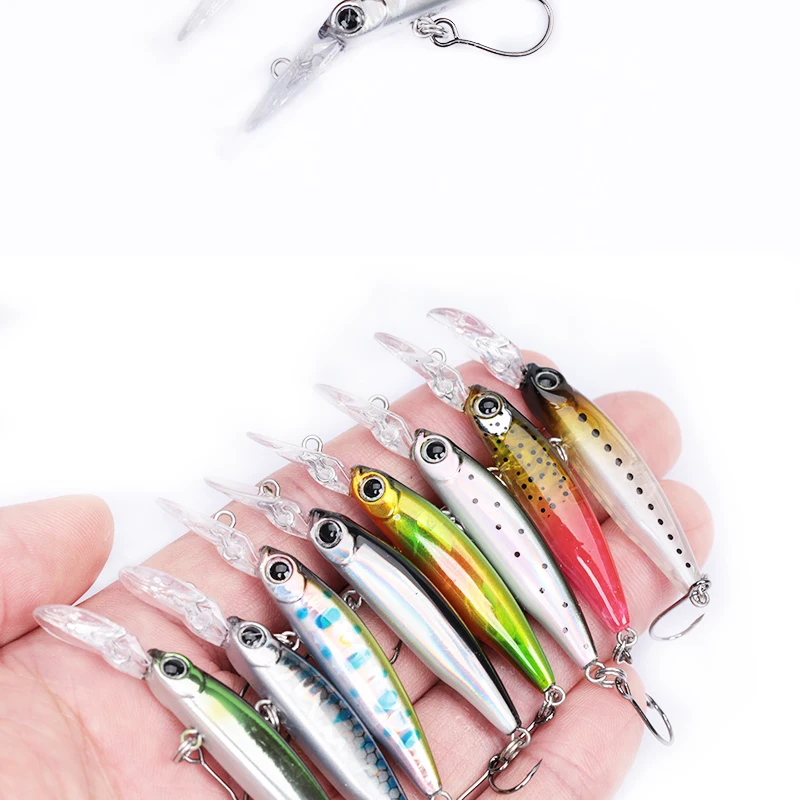 OUTKIT Mini Sinking Minnow Lure Longtongue Plate 1,8 g/40 mm Minnow Angelköder mit Einzelhaken Laserbeschichtung Forellenköder – Detail 4