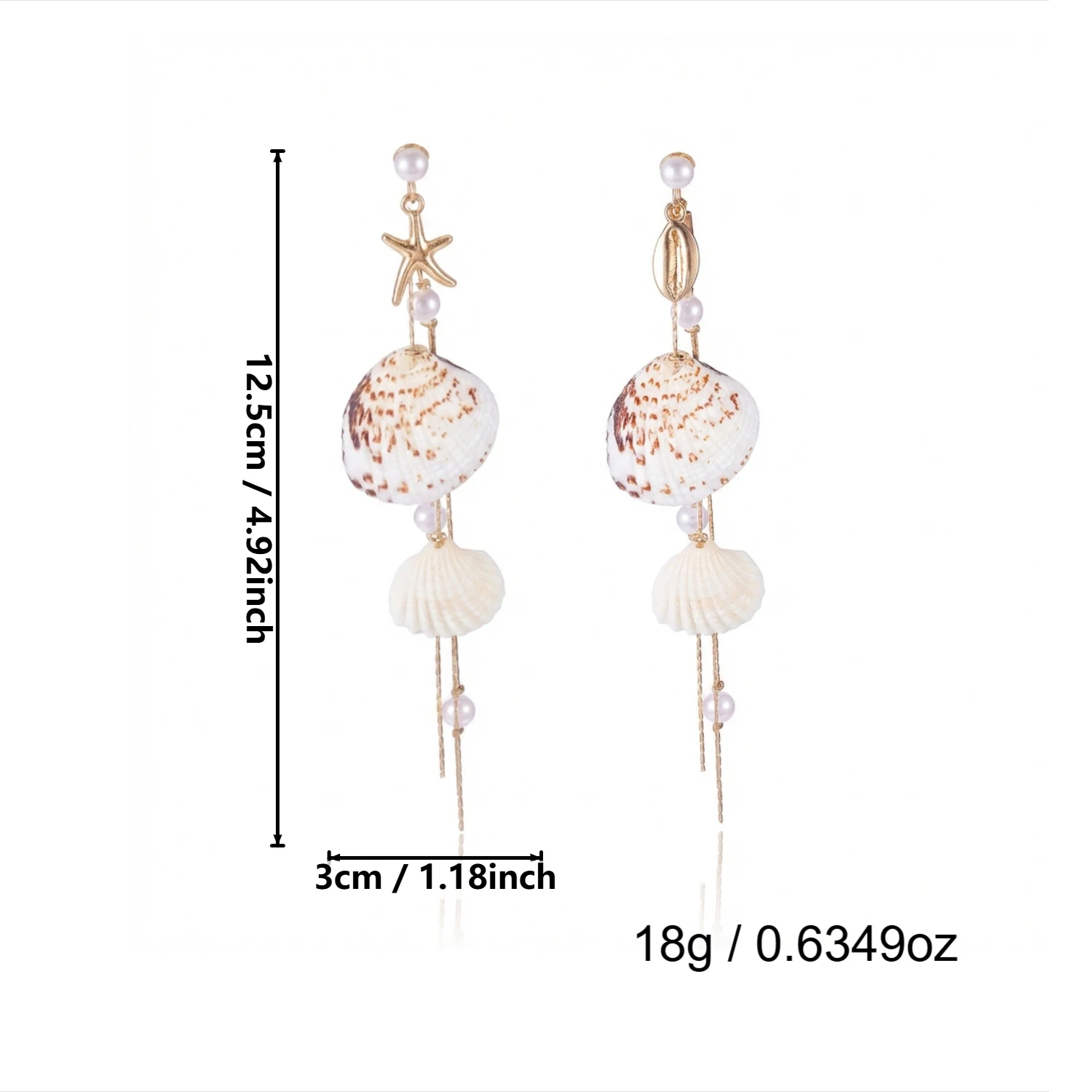 Ozean-Stil Muschel-Ohrringe mit Langen Quasten für Frauen, Böhmische Imitationsperlen Seestern Hängeohrringe, Sommer-Party-Schmuck – Detail 6