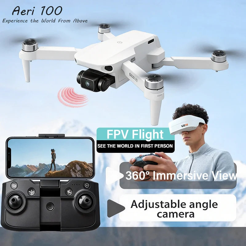 Drone professionnel Aeri100 Ultra FLY 8K en vol avec caméra GPS FPV et moteur brushless