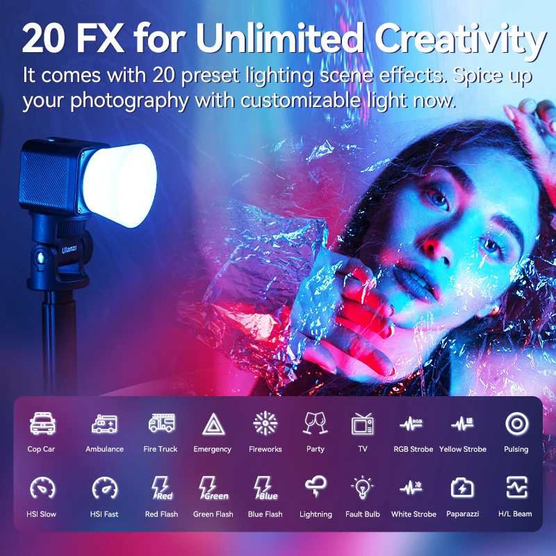 Ulanzi L3 RGB Video Light 2700-7000K CCT Bi-Color COB Video Lamp with Barndoor Snoot for Photography Camera Phone Accessories