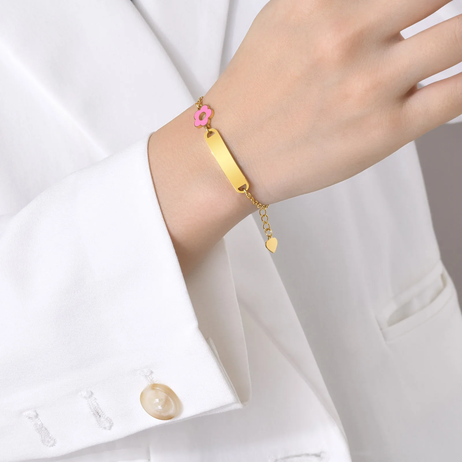 Vnox Free Custom Names Birth Date ID Bracelets for Girls Boys, Anti Allergy Stainless Steel Baby Baptism Gifts Jewelry stainless steel bracelet fashion bracelet fashion jewelry