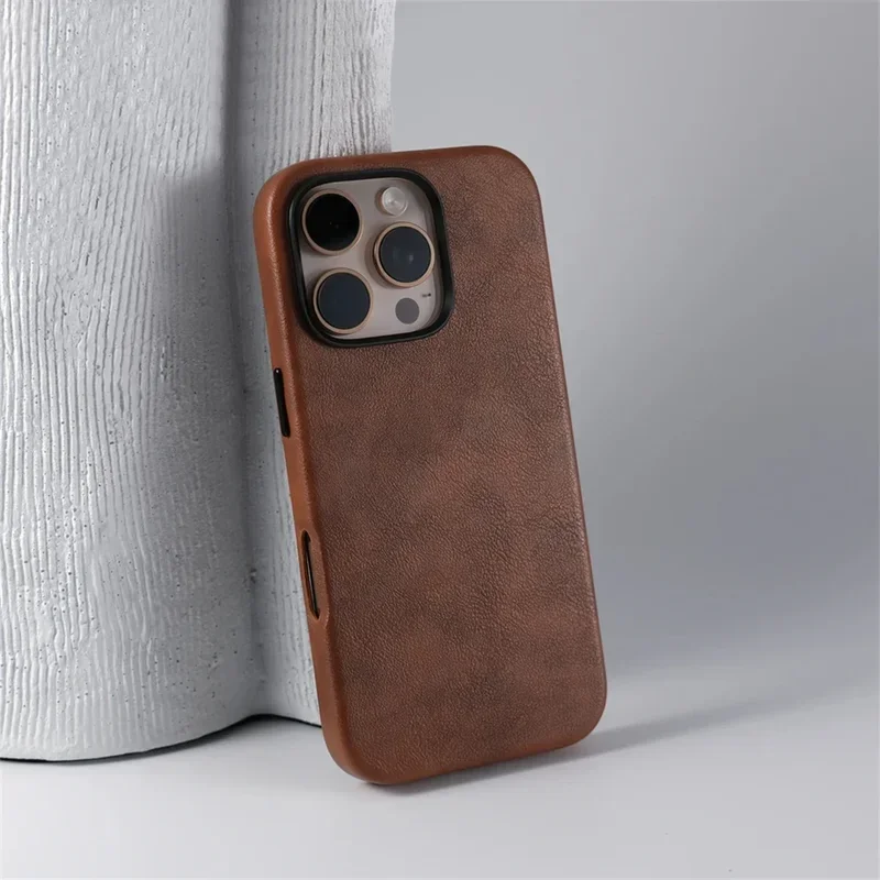 Retro Premium Brown Leather Case with Magnetic Ring Cover