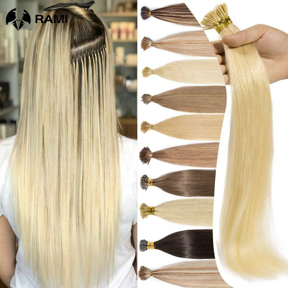 Human Hair Extensions 1.2cm Keratin Natural Straight I Tip Pre Bonded Stick Tip Micro Ring Beans Women hair extensions