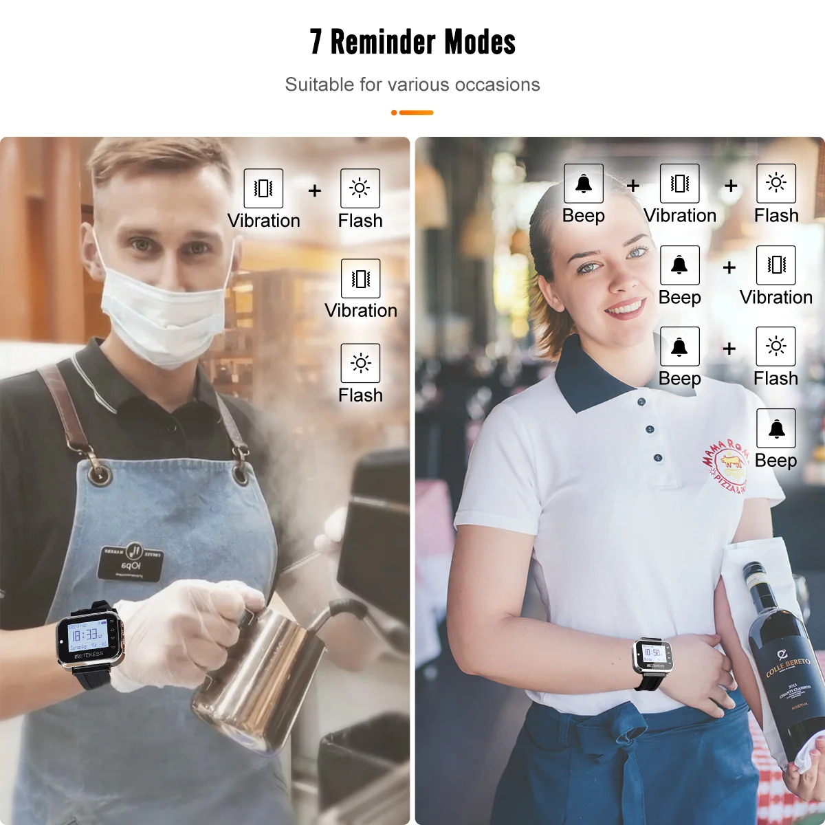 Retekess TD110 Hookah Wireless Waiter Watch Receiver Restaurant Pager 7 Languages 433MHz For Bar Cafe Hotel Customer Service